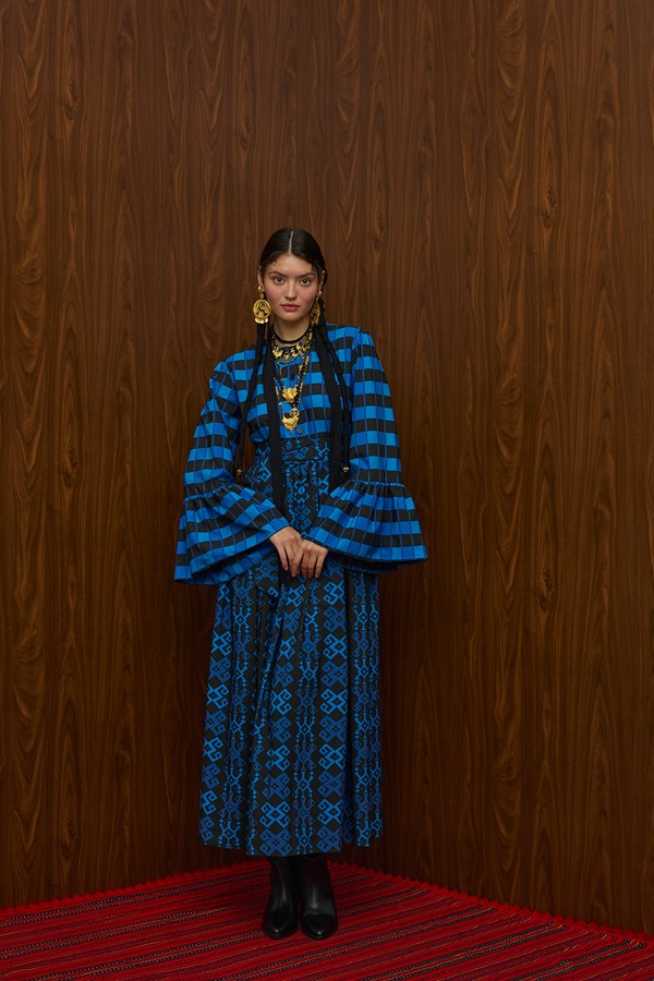 PATITHRA MAXI DRESS (PETES BLUE/BLACK PRINT)