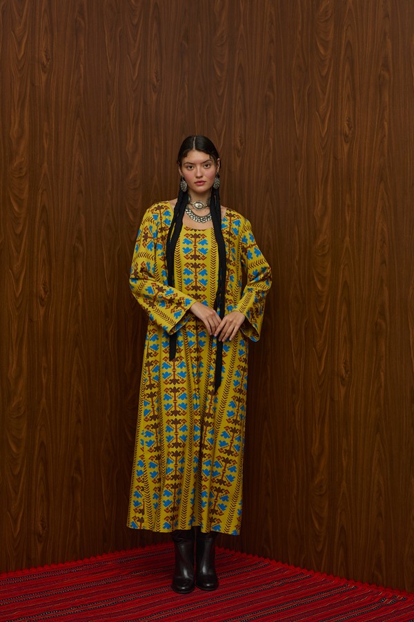 DROUGA MAXI DRESS (KOUROUNES MUSTARD PRINT)