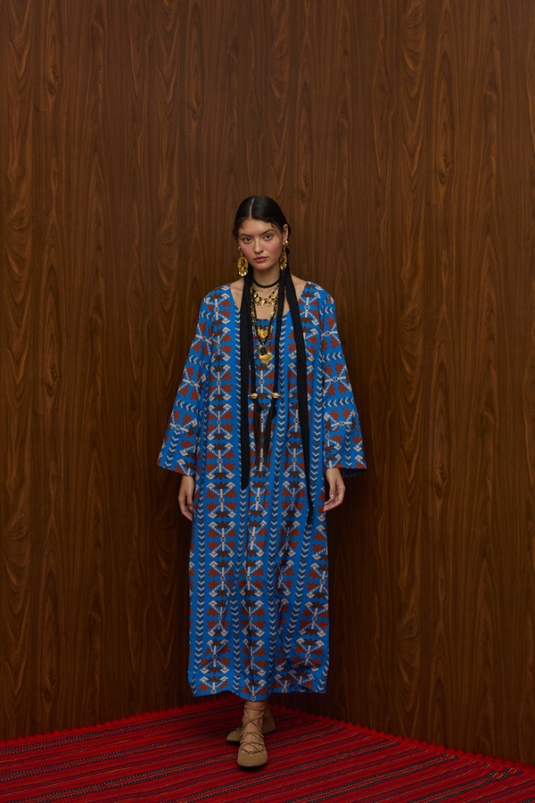 DROUGA MAXI DRESS (KOUROUNES BLUE PRINT)