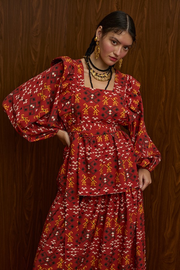 ACHELOOS TOP (EVZONES BORDEAUX PRINT)