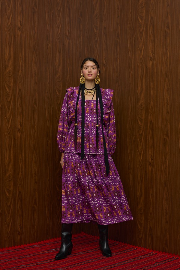 TSIKRIKI SKIRT (EVZONES PURPLE PRINT)