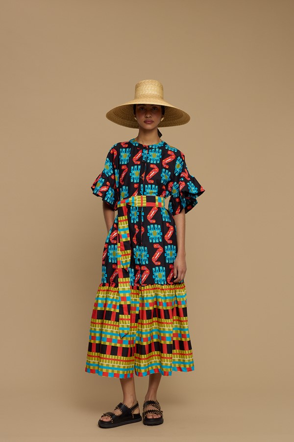 MAXI DRESS NAXOS (NAXOS CUSHION MULTI BLACK PRINT)