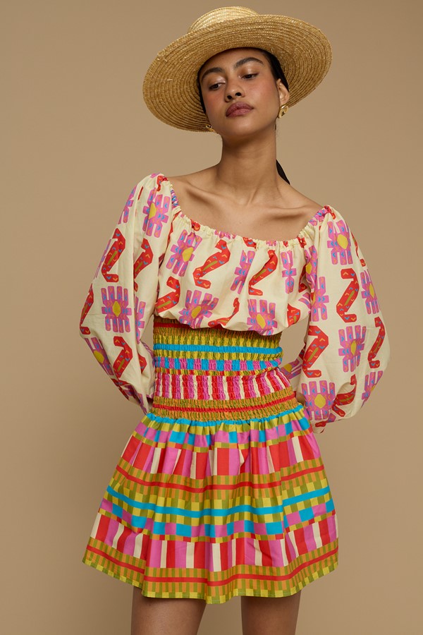 MINI DRESS KIMOLOS (NAXOS CUSHION MULTI BEIGE PRINT)