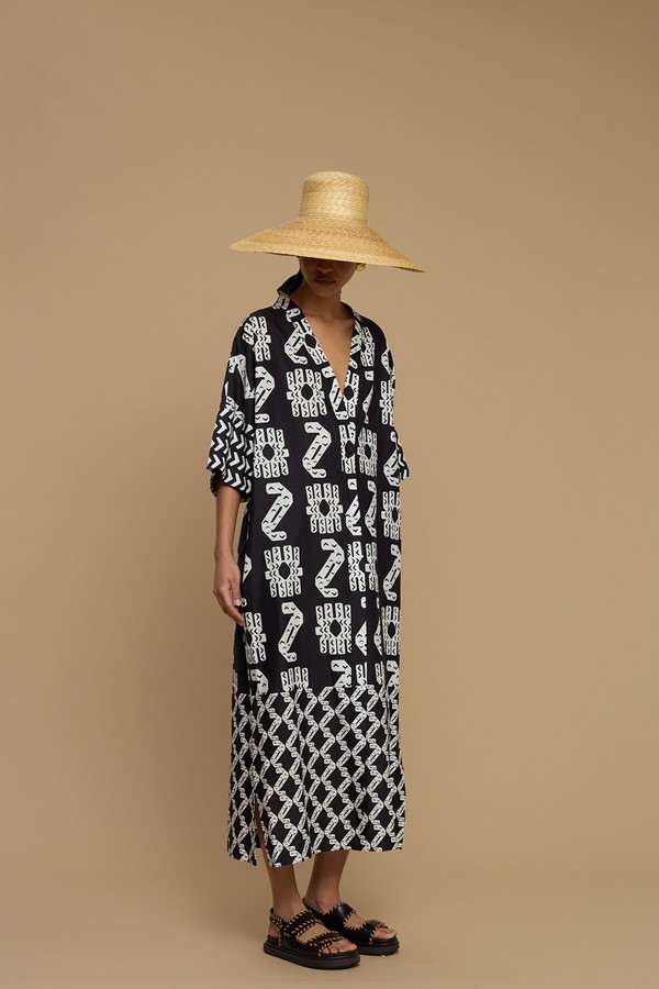 KIMONO POLIAIGOS (NAXOS CUSHION BLACK & WHITE PRINT)