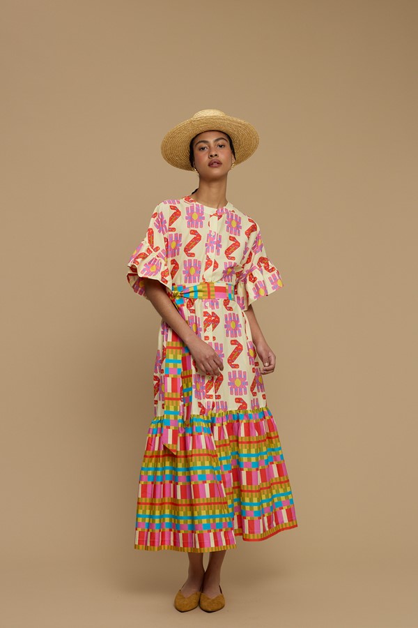 MAXI DRESS NAXOS (NAXOS CUSHION MULTI BEIGE PRINT)