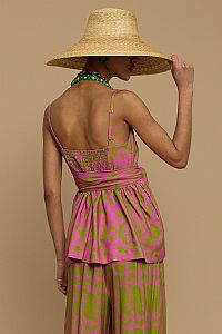 TOP DONOUSA (CYCLADES GREEN/PINK PRINT)