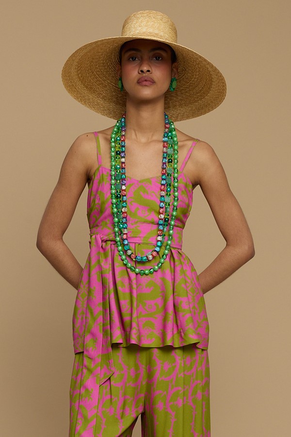 TOP DONOUSA (CYCLADES GREEN/PINK PRINT)