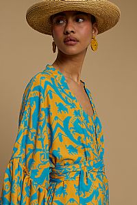 KIMONO AMORGOS  (CYCLADES ORANGE/BLUE PRINT)
