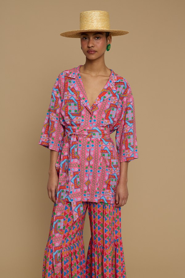 SHIRT KOUFONISI (AMORGOS RECTANGULAR PINK PRINT)