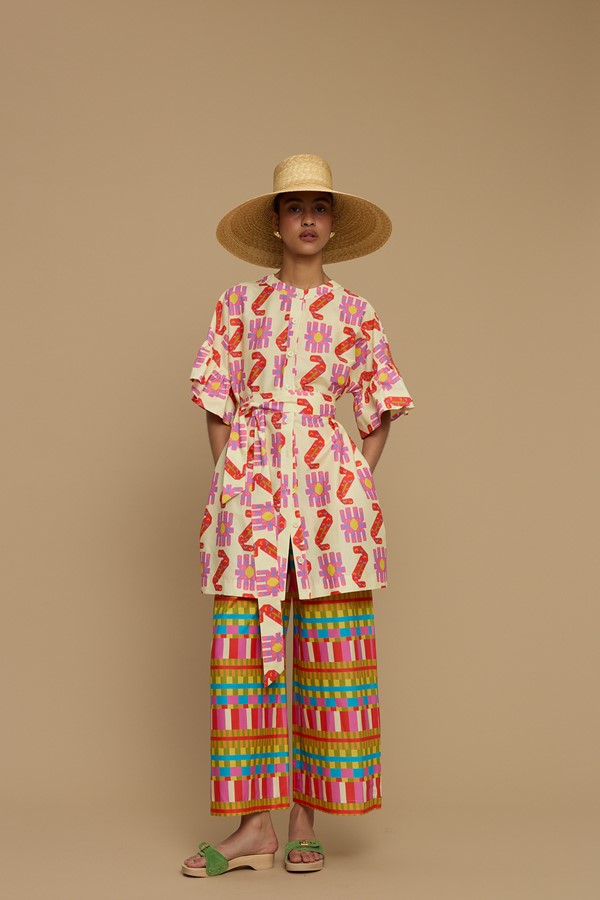 PANTS KOUFONISI (NAXOS CUSHION MULTI BEIGE PRINT)
