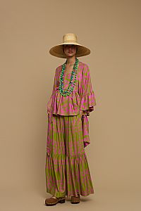 KIMONO AMORGOS  (CYCLADES GREEN/PINK PRINT)