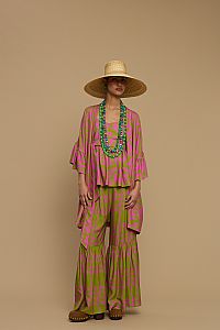 KIMONO AMORGOS  (CYCLADES GREEN/PINK PRINT)