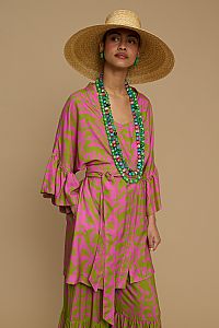 KIMONO AMORGOS  (CYCLADES GREEN/PINK PRINT)