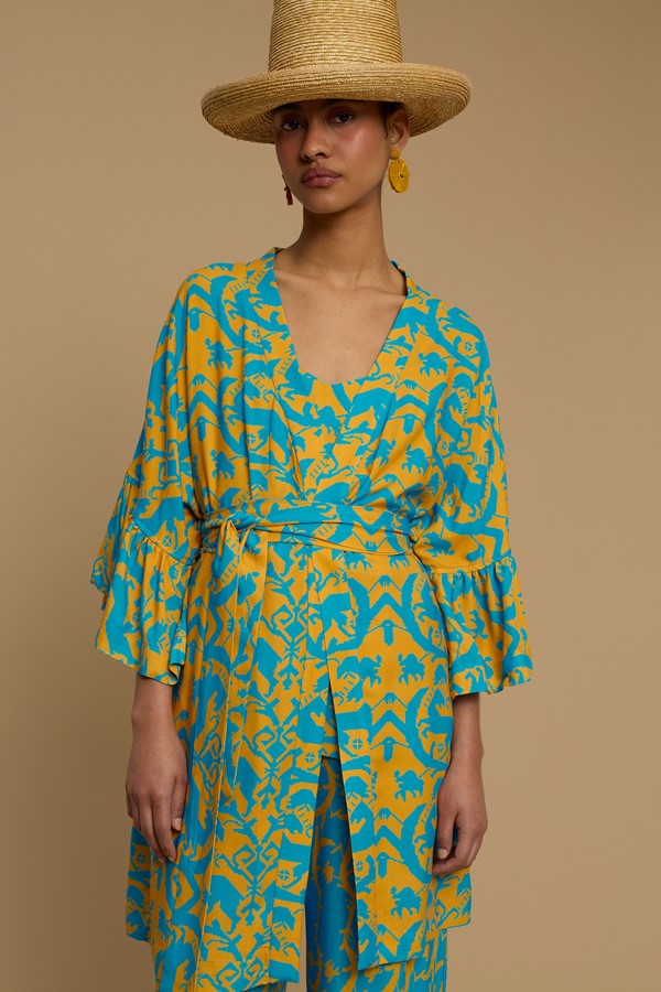 KIMONO AMORGOS  (CYCLADES ORANGE/BLUE PRINT)