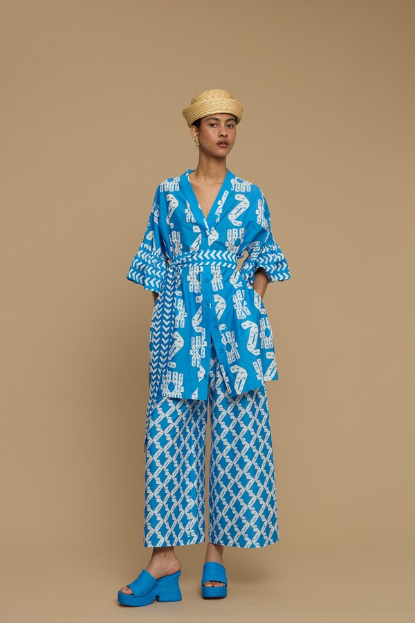 PANTS KOUFONISI (NAXOS CUSHION BLUE & WHITE PRINT)