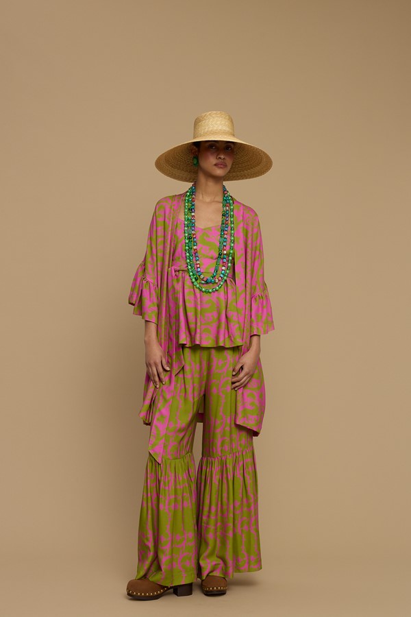 PANTS AMORGOS (CYCLADES  GREEN/PINK PRINT)