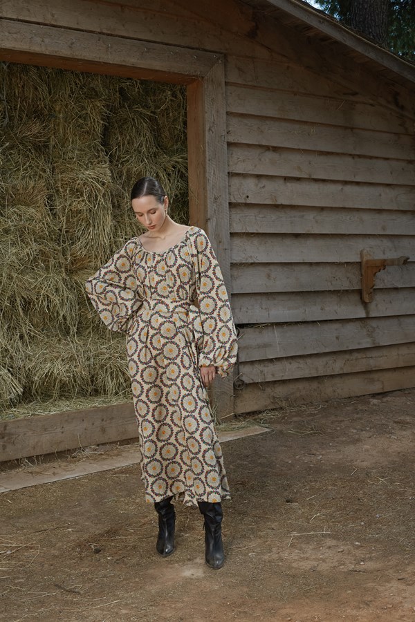 VLACHA DRESS (Helios Beige Print)