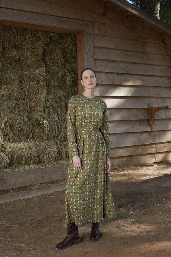 HELIOS DRESS (Hermes Green Print)