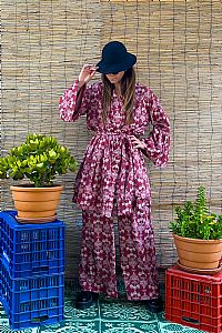 ARETOUSA KIMONO/DRESS (Bordeaux Vase Print)
