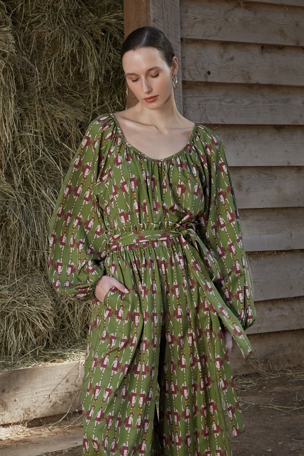 VLACHA TOP(Hermes Green Print)