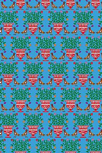 VLACHA TOP (Birds&Vase Blue Print)