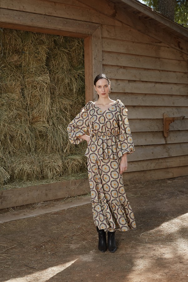 HELLI SKIRT (Helios Beige Print)