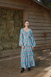 SAPFO SKIRT (Birds&Vase Blue Print)