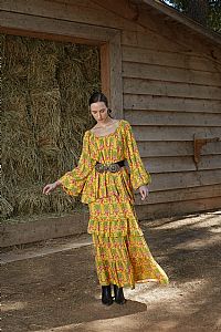 SAPFO SKIRT (Birds&Vase Mustard Print)