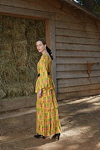 SAPFO SKIRT (Birds&Vase Mustard Print)