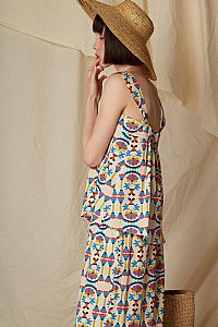 KALAMITSA TOP (Column Beige Print)