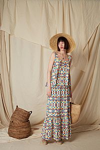 KALAMITSA SKIRT (Column Beige Print)