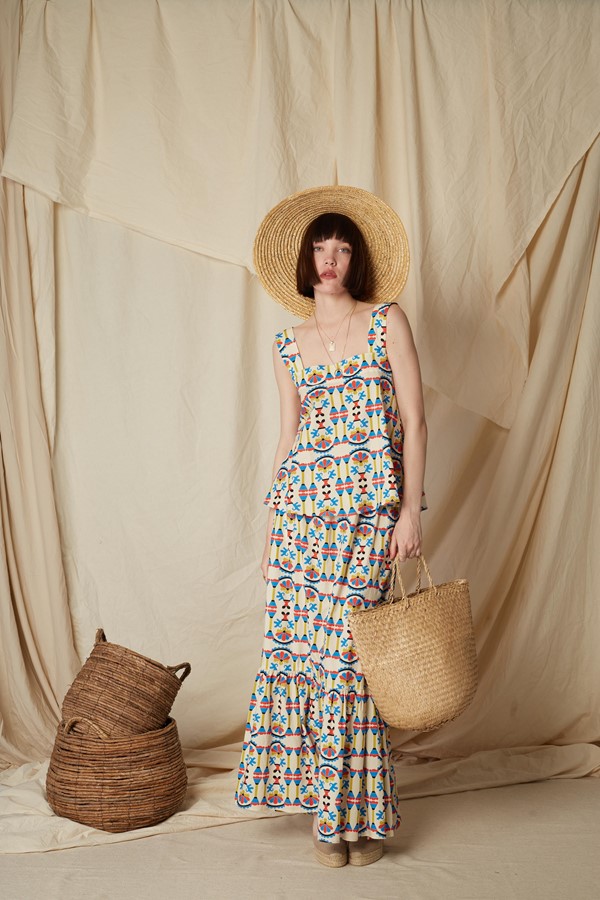 KALAMITSA SKIRT (Column Beige Print)