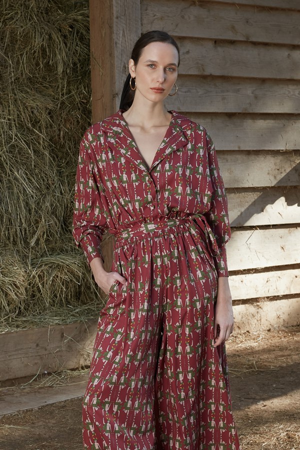 FRIXOS SHIRT (Hermes Bordeaux Print)