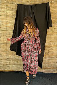 AETOMA SHIRT DRESS (Akrokeramon Black+Bordeaux)