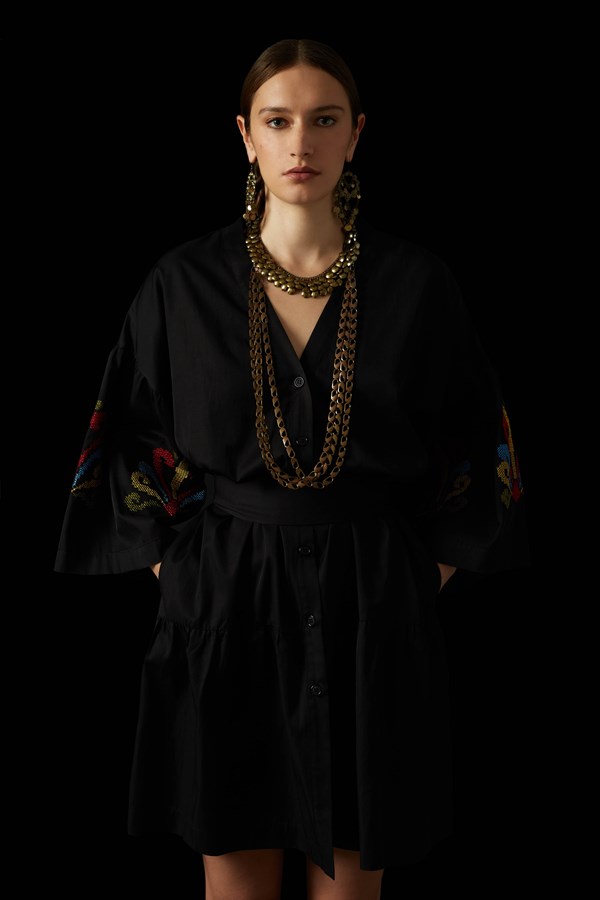 ZOFOROS MINI DRESS (Black Embroidered)