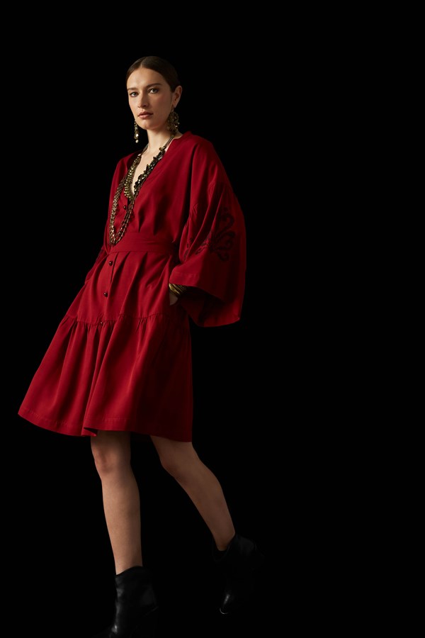 ZOFOROS MINI DRESS (Bordeaux Embroidered)