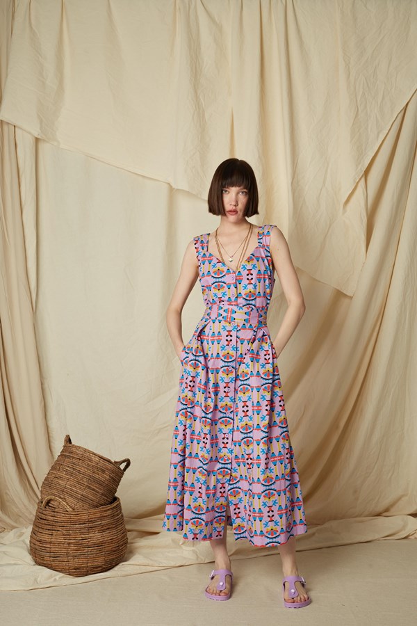 ACHILLI MAXI DRESS (Column Mauve Print)