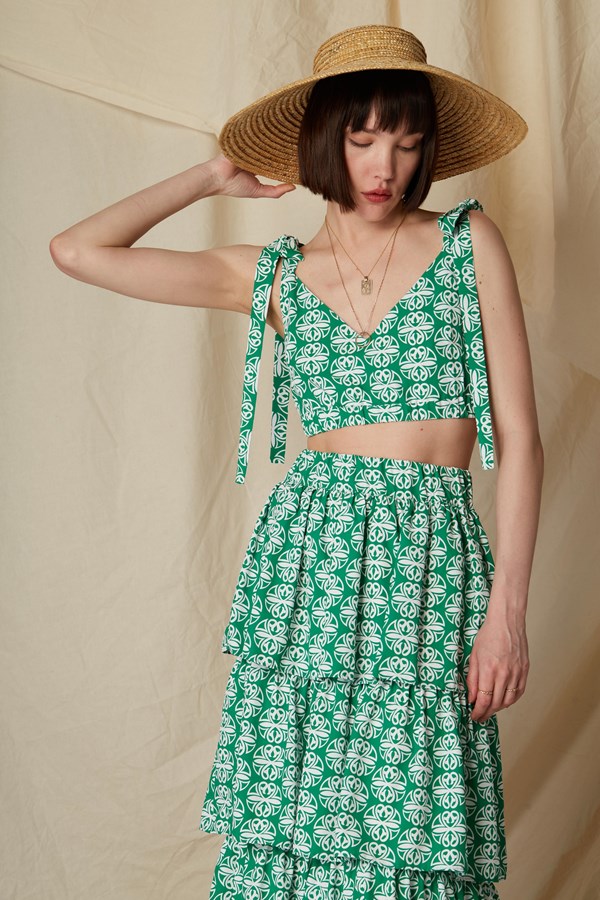 LINARIA CROP TOP (Round Green Print)