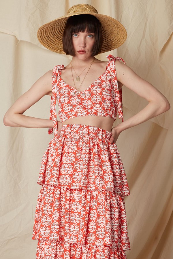 LINARIA CROP TOP (Round Red Print)