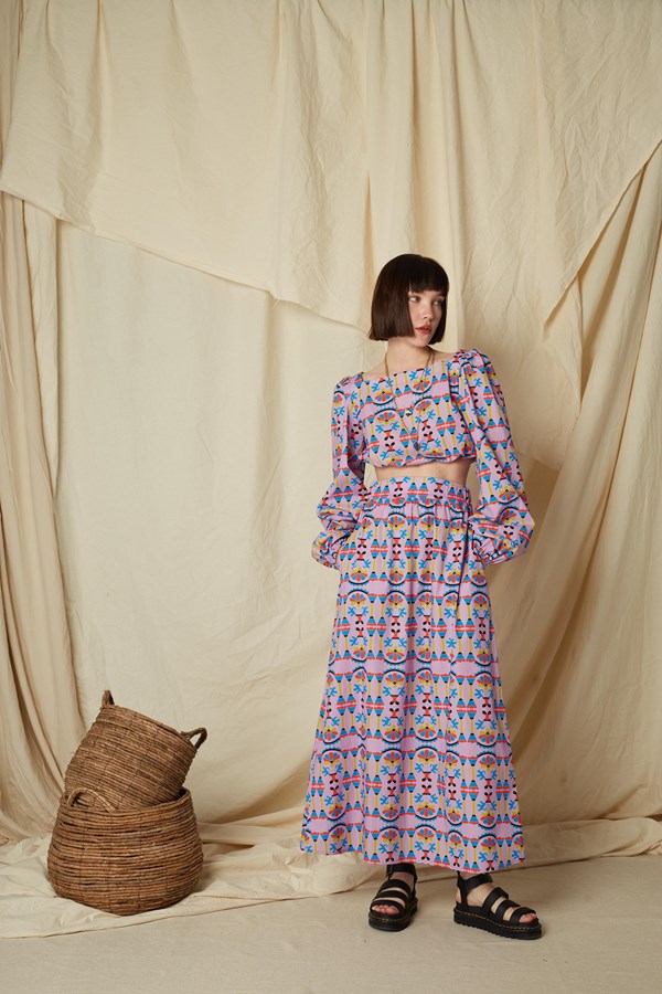 AGALIPA SKIRT (Column Mauve Print)