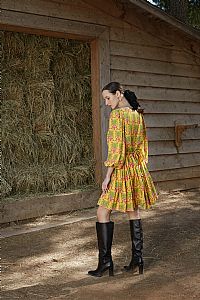 ALOSIS MINI DRESS (Birds&Vase Mustard Print)