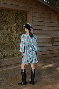 ALOSIS MINI DRESS (Birds&Vase Blue Print)