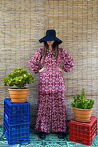 AGIASOS MINI DRESS (Bordeau Vase Print)