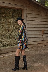 AGIASOS MINI DRESS (Athena Black Print)