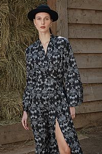 ARETOUSA KIMONO/DRESS (Black Vase Print)