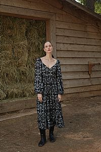 DEMETRA DRESS (Black Vase Print)