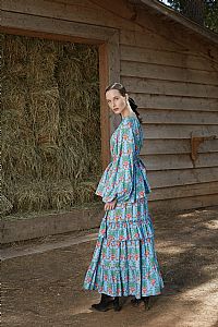 VLACHA TOP (Birds&Vase Blue Print)