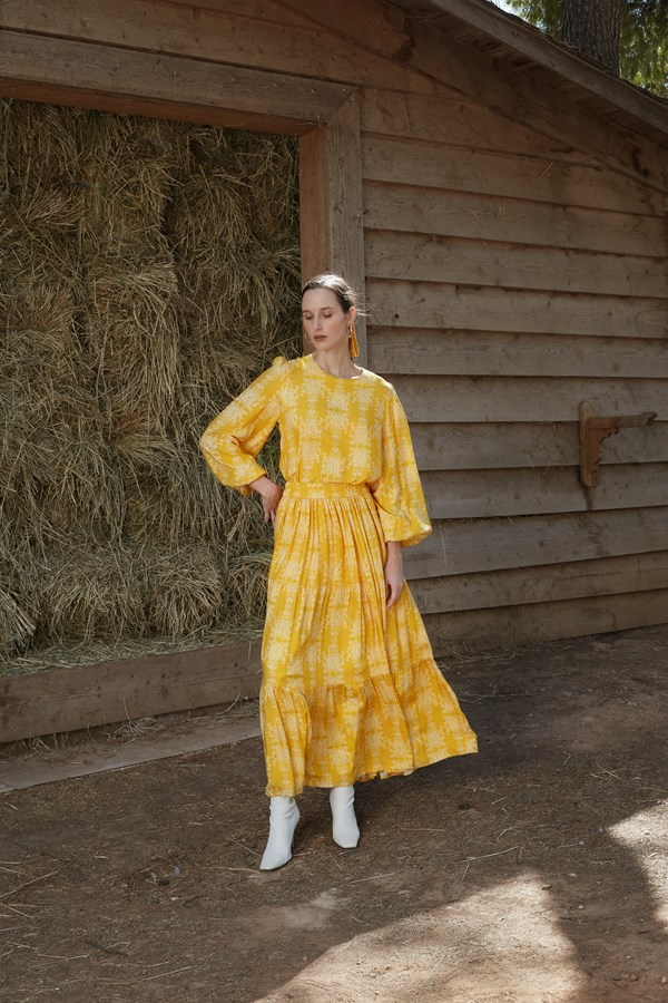 VLACHA SKIRT (Yellow Vase Print)
