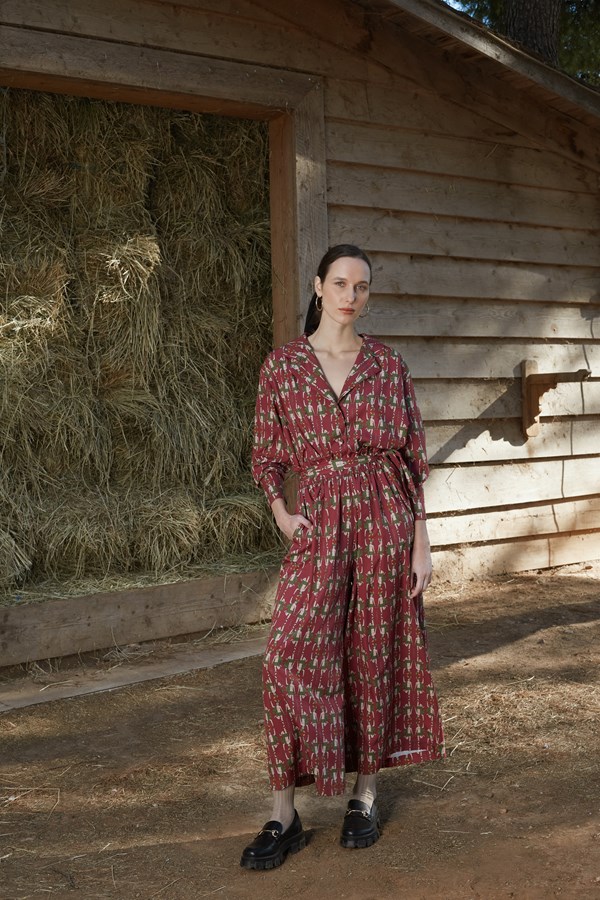 ALKAIOS PANTS (Hermes Bordeaux Print)