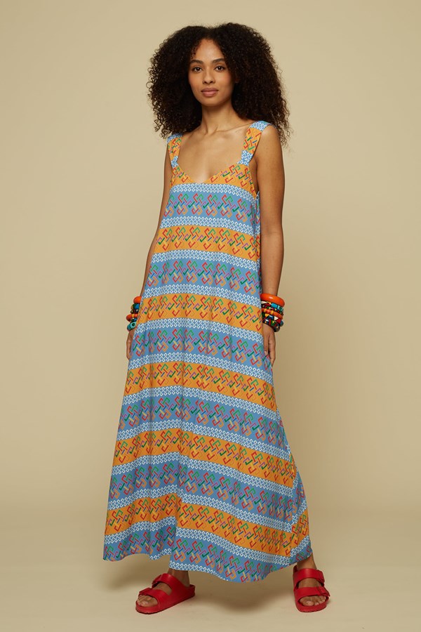EPOS MAXI DRESS (Chain Print Orange)